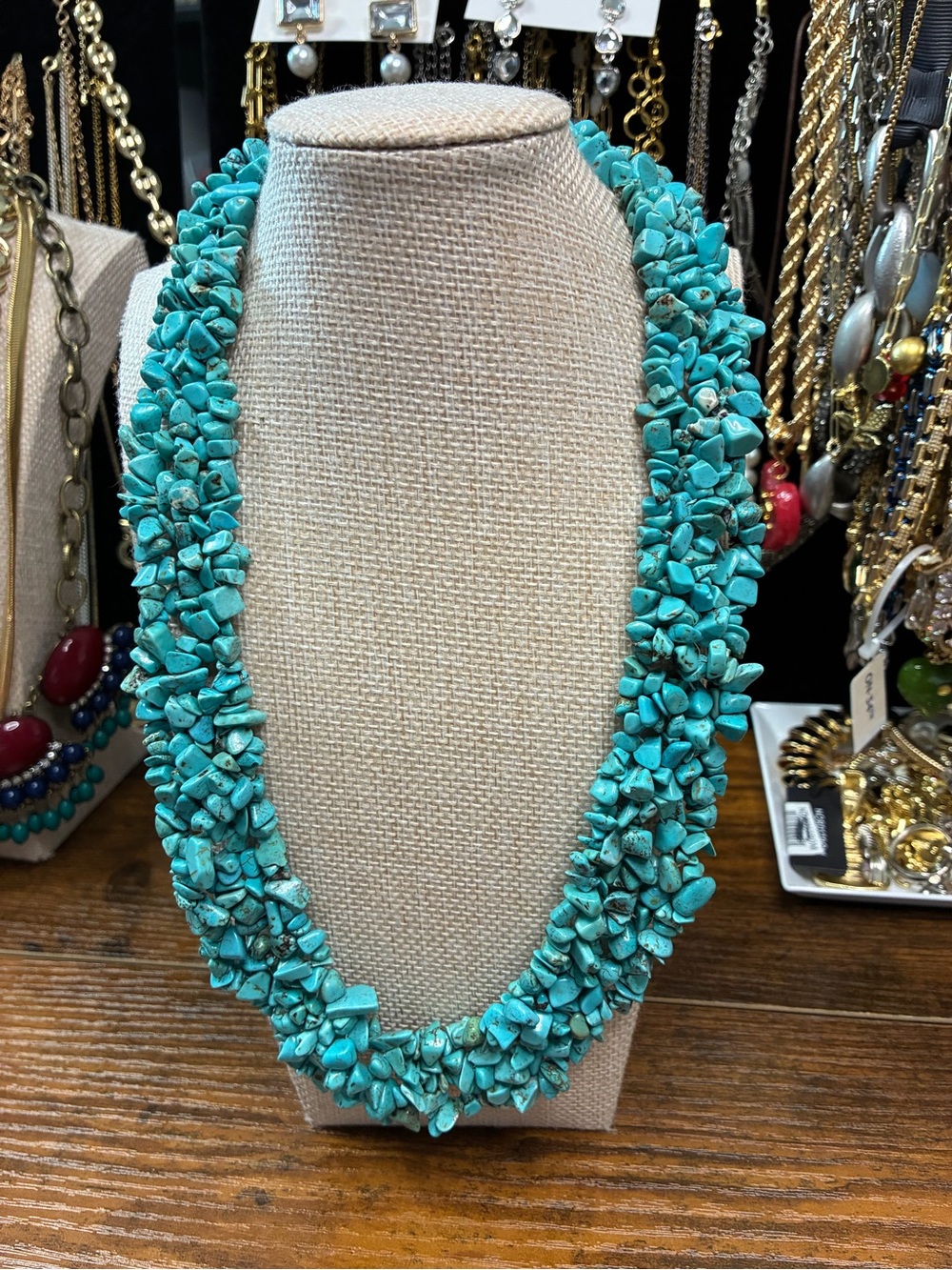 Premier Design Turquoise Chip Statement Necklace - Turquoise Blue Women Jewelry